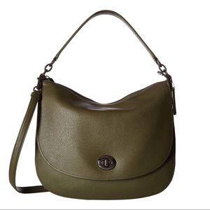 Coach Leather Turnlock Hobo Handbag